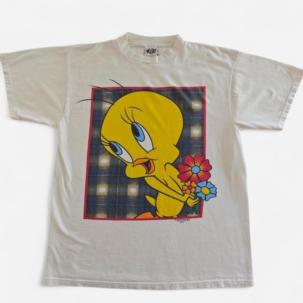 Vintage 1996 Tweety Bird Looney Tunes T-Shirt White Jerry Leigh 90s Graphic Tee